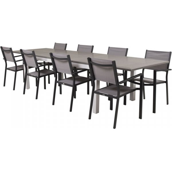 Eken�s Matgrupp (224x100) - Svart/Gr�/Vit - 8 Stolar