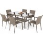 Matgrupp Sumba bord + 6 stolar - Beige melerad