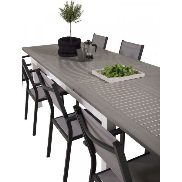 Eken�s Matgrupp (224x100) - Svart/Gr�/Vit - 8 Stolar