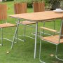 Mllan utegrupp i teak: 6 st karmstolar med matbord 176x90 cm