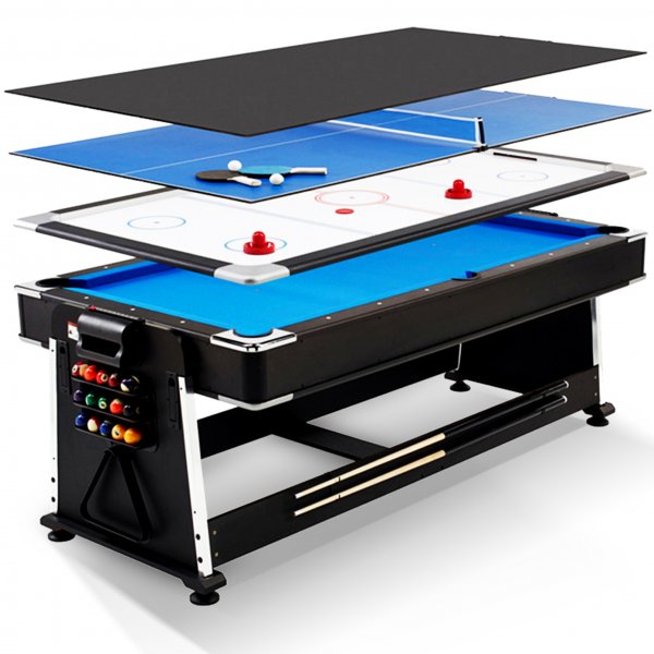 Multispilbord 4-i-1 | Billard, Bordtennis, Airhockey og Spisebord