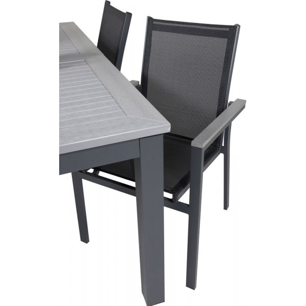 Ekens Spisegruppe (152x90) - Sort/Gr - 4 Stole