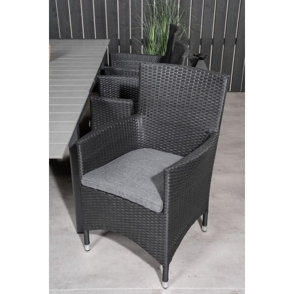 Prssebo Matgrupp (160x100) - Svart/Gr - 6 Stolar