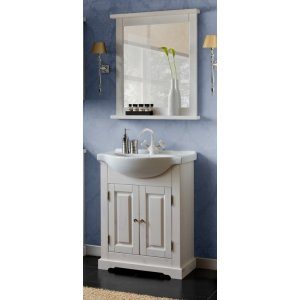 Badrumsm&ouml;bler Romantic Medium - Vit  + Toalettpappersh&aring;llare