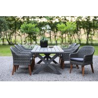 Oxford udendørs spisegruppe; gråt bord 220 cm inkl. 6 Valetta lænestole grå syntetisk rattan Oxford udendørs spisegruppe; gråt bord 220 cm inkl. 6 Valetta lænestole grå syntetisk rattan