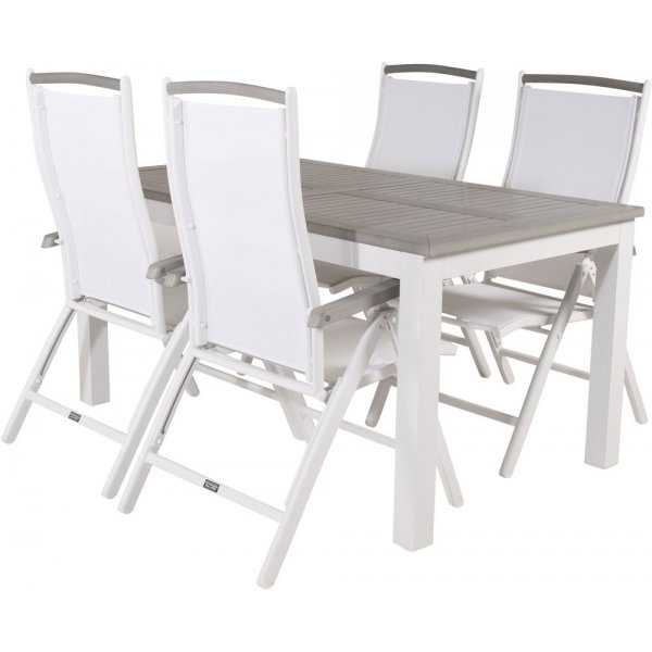 Ekens Matgrupp (160x90) - Vit/Gr - 4 Stolar