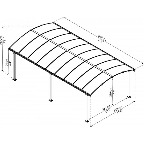 Canopia Arcadia Metal Carport 3,6 x 6,5 - Grå Canopia Arcadia Metal Carport 3,6 x 6,5 - Grå