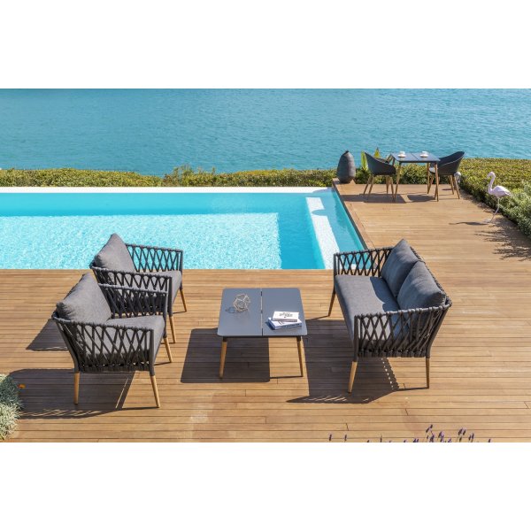 Lifestyle Garden Gartengruppe Ipanema mit Sofa, 2 Sesseln und Couchtisch - Grau / Teak / Olefin Lifestyle Garden Gartengruppe Ipanema mit Sofa, 2 Sesseln und Couchtisch - Grau / Teak / Olefin