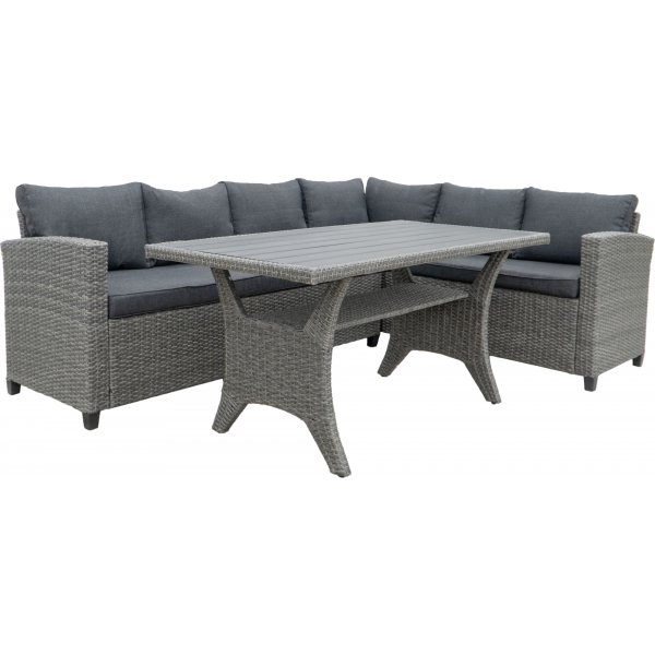 Tor utesoffgrupp med matbord i rotting - Grå konstrotting Tor utesoffgrupp med matbord i rotting - Grå konstrotting