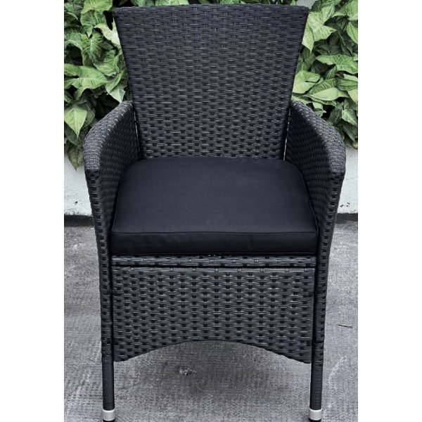 Brantevik utegrupp, runt bord med 6 st stolar - Svart konstrotting