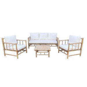 Lounge-Gruppe Natur mit wei�en Kissen und Tisch - Garten