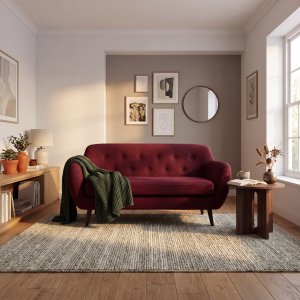 Bordeauxrød 3-personers sofa Boggie - 190 cm bred velour Mat Velour 59 & sorte ben Bordeauxrød 3-personers sofa Boggie - 190 cm bred velour Mat Velour 59 & sorte ben