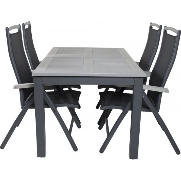Ekens Matgrupp (152x90) - Svart/Gr - 4 Stolar