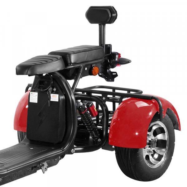 Trehjulet Elscooter - Rød 2000W + Låse kæde Trehjulet Elscooter - Rød 2000W + Låse kæde