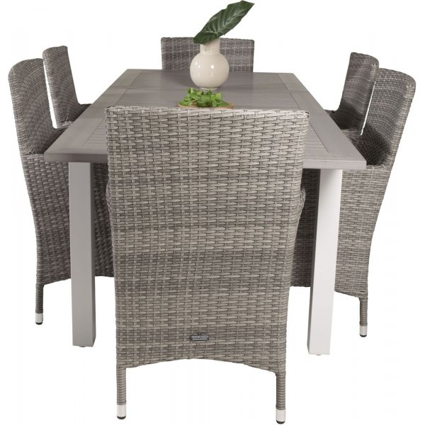 Eken�s Matgrupp (160x90) - Gr�/Vit - 6 Stolar