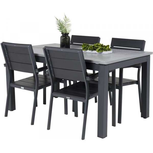 Ekenäs Spisegruppe (152x90) - Sort/Grå - 4 Stole Ekenäs Spisegruppe (152x90) - Sort/Grå - 4 Stole