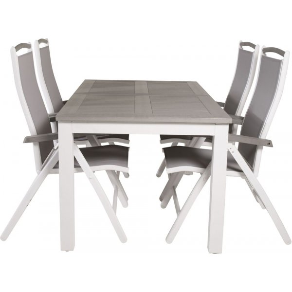 Ekens Matgrupp (160x90) - Vit/Gr - 4 Stolar