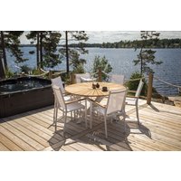 Maglehem matbord ø140 – Vit/teak Maglehem matbord ø140 – Vit/teak