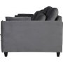 Soffa 250 cm bred m�rkgr� sammet 114 cm djup
