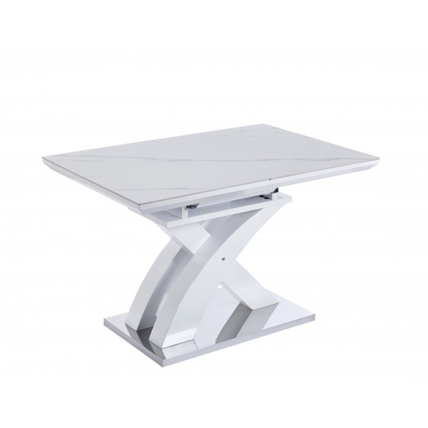 Ingrid matbord f�rl�ngningsbart 120-160 cm - Vit marmor