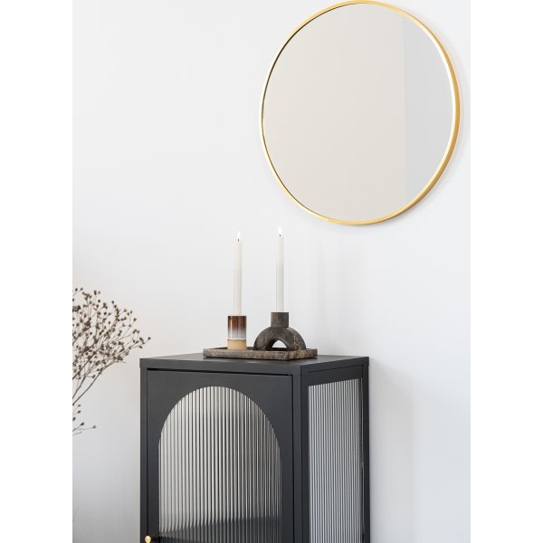 Marma ljusstake b�ge i brun marmor