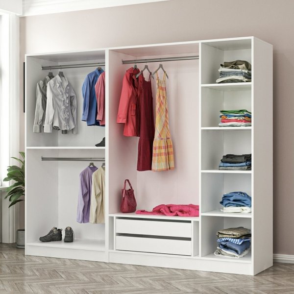 Cavolo garderob 225x52x210 cm - Vit/svart