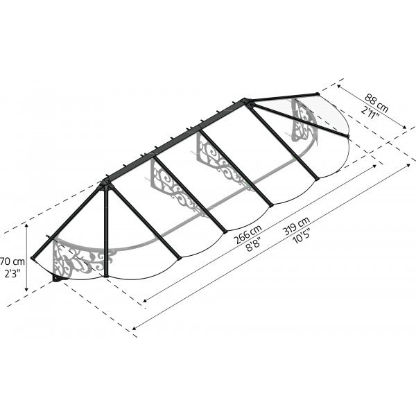 Canopia Lily French Entrance baldakin 0,9 x 3,2 - Sort/klart glas