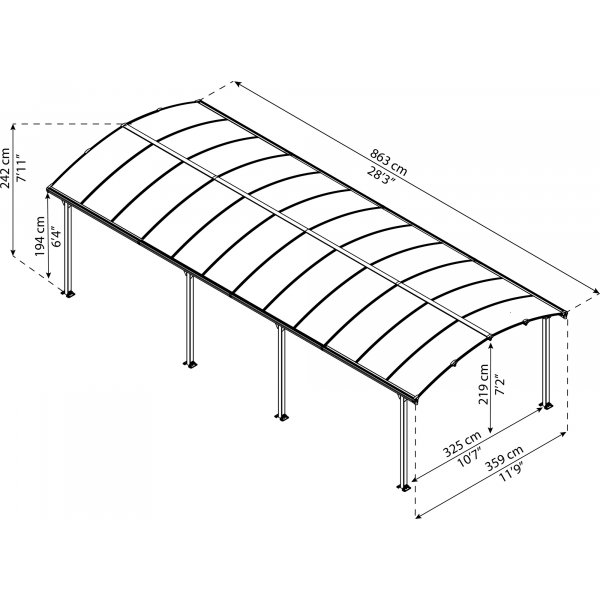 Canopia Arcadia Dobbelt Metal Carport 3,6 x 8,5 - Grå Canopia Arcadia Dobbelt Metal Carport 3,6 x 8,5 - Grå