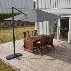 H�ngparasoll 300x300 cm m�rkgr� balkong parasoll