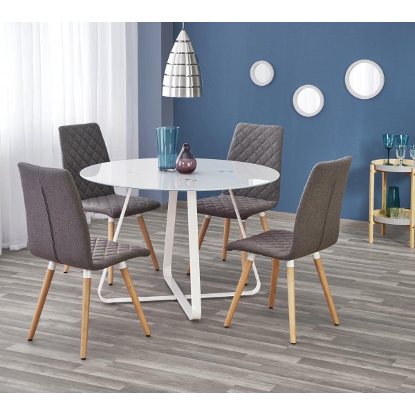 Raphael runt matbord 115 cm - Vit (Glas) / Metall