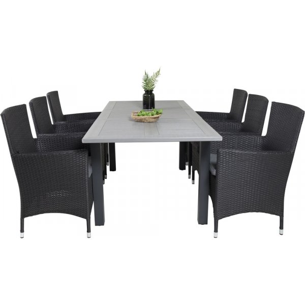 Ekenäs Spisegruppe (152x90) - Sort/Grå - 6 Stole Ekenäs Spisegruppe (152x90) - Sort/Grå - 6 Stole