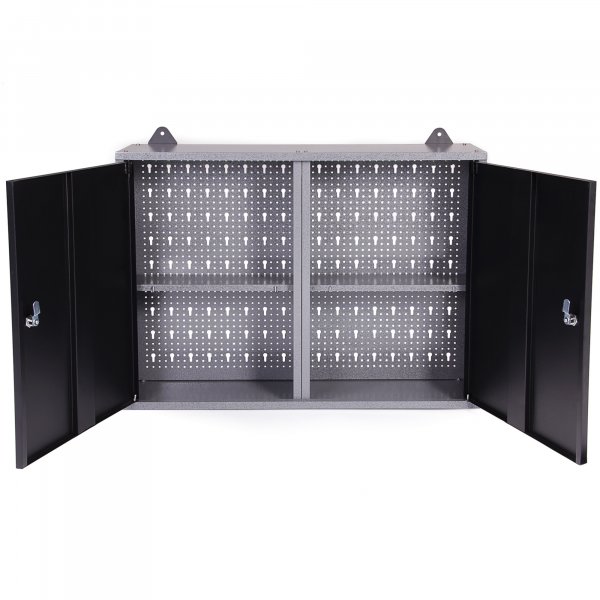 Lagerhylla med sk�p och rullvagn