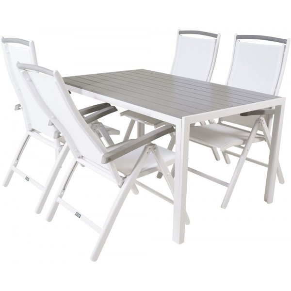 Ervalla Matgrupp (150x90) - Vit/Gr - 4 Stolar