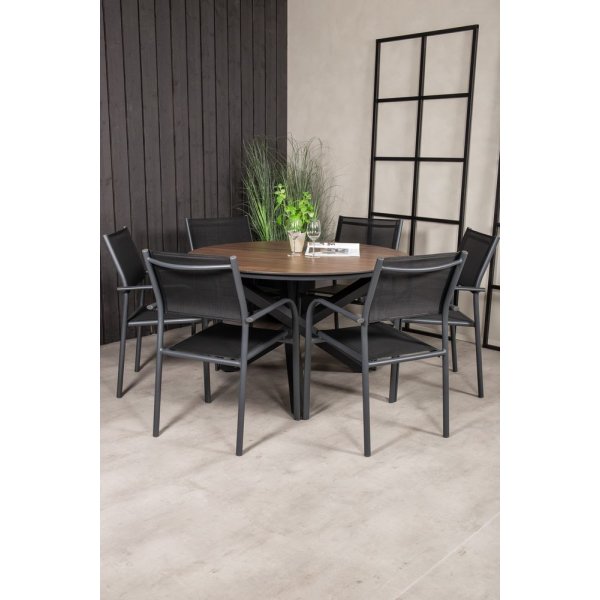Tottarp Matgrupp (ø140) - Svart/Brun - 6 Stolar Tottarp Matgrupp (ø140) - Svart/Brun - 6 Stolar