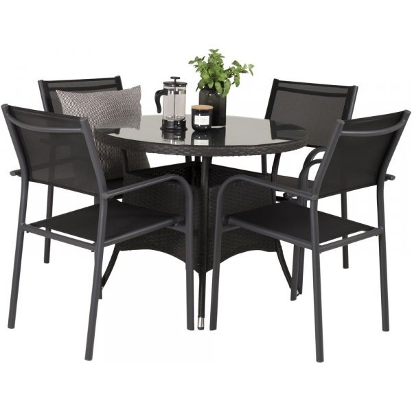 Frubol Matgrupp (�90) - Svart - 4 Stolar