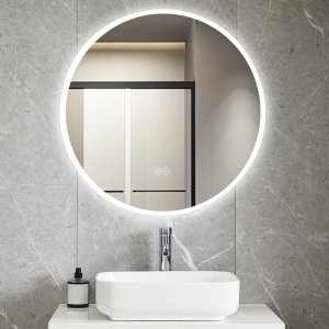 Rund badrumsspegel 80 cm med LED-belysning, anti-fog & touch-styrning