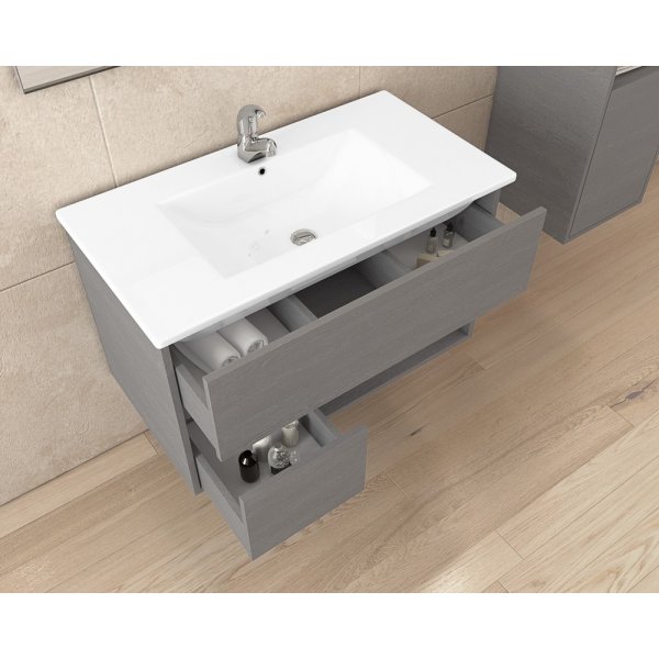 Badrumsmbler Sorrento 85 - Cementfrgat med spegel- & sidoskp