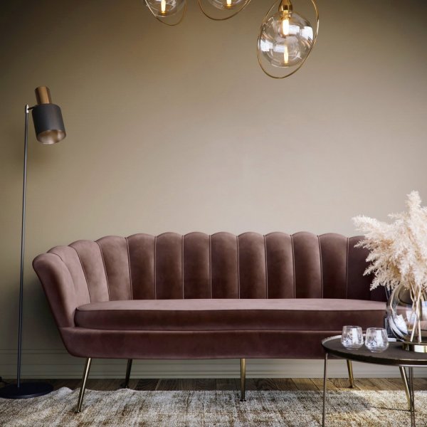 3-sits Sammetssoffa Brun/M�ssing