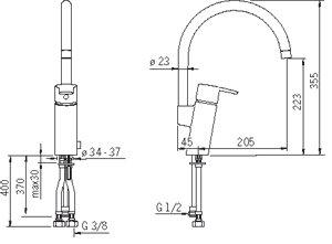 Oras K�ksblandare med avst�ngning, 6 V Cubista 2839F