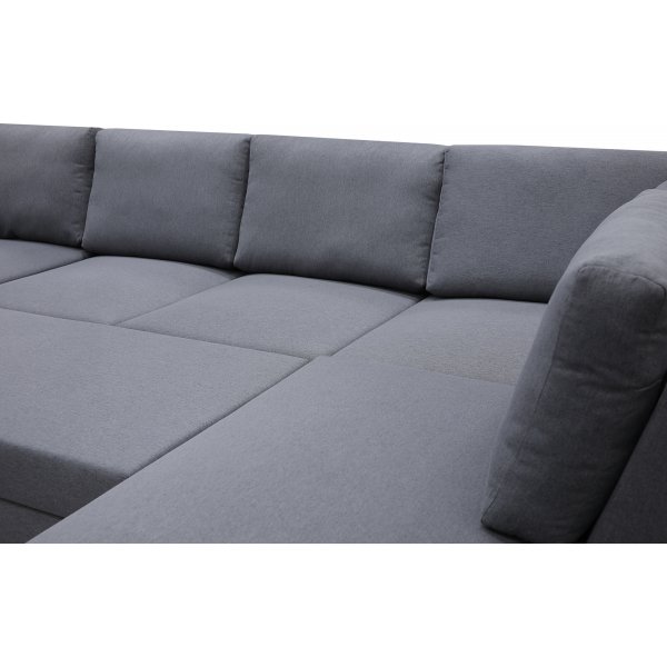 U-soffa b�ddsoffa Dream med f�rvaring - 299 cm - m�rkgr�