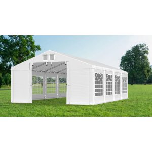 Partytält i PVC - 3 x 8 m - Sommar med bottenram, Vitt - 560 g/kvm