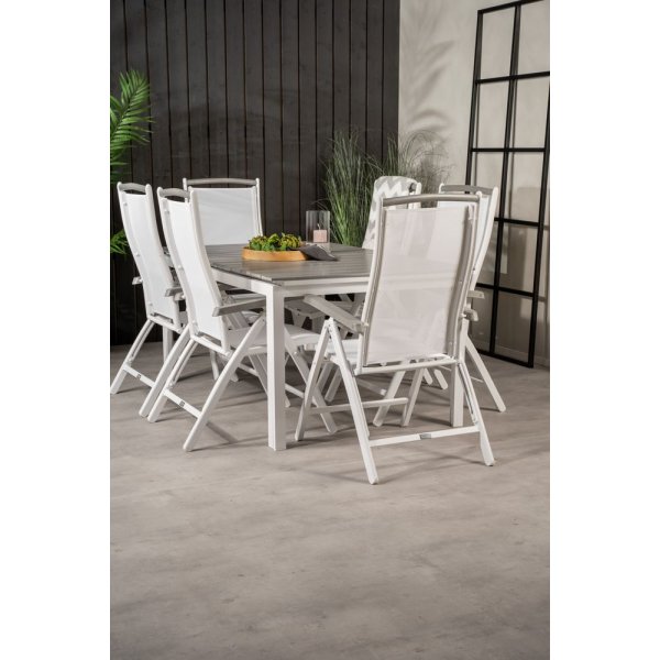 Pr�ssebo Matgrupp (160x100) - Vit/Gr� - 6 Stolar