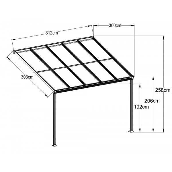 Altantak Jim - Grå - 300 x 310 cm Altantak Jim - Grå - 300 x 310 cm