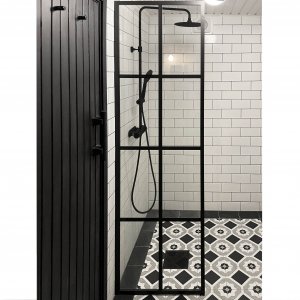 Brusevg 60200 cm - sorte stnger og 6 mm sikkerhedsglas