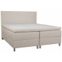 S�ng med f�rvaring beige boxbed 180x200 cm