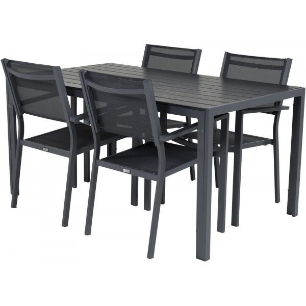 Ervalla Matgrupp (150x90) - Svart - 4 Stolar Ervalla Matgrupp (150x90) - Svart - 4 Stolar