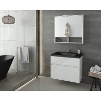 Badrumsmöbler Instinct 80 - Vitt/Svart med spegelskåp Badrumsmöbler Instinct 80 - Vitt/Svart med spegelskåp
