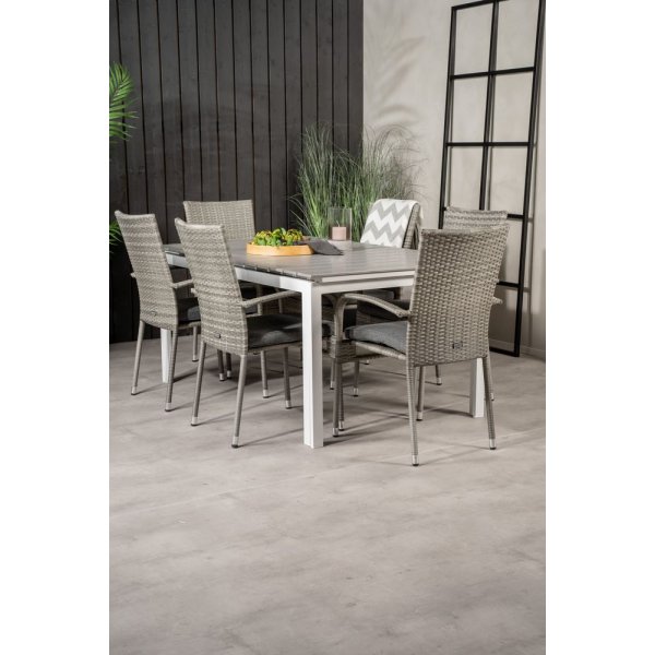 Pr�ssebo Matgrupp (160x100) - Gr�/Vit - 6 Stolar