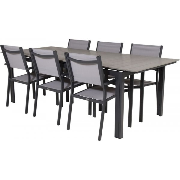 Prässebo Matgrupp (224x100) - Svart/Grå - 6 Stolar Prässebo Matgrupp (224x100) - Svart/Grå - 6 Stolar