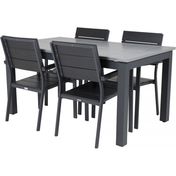 Ekenäs Spisegruppe (152x90) - Sort/Grå - 4 Stole Ekenäs Spisegruppe (152x90) - Sort/Grå - 4 Stole